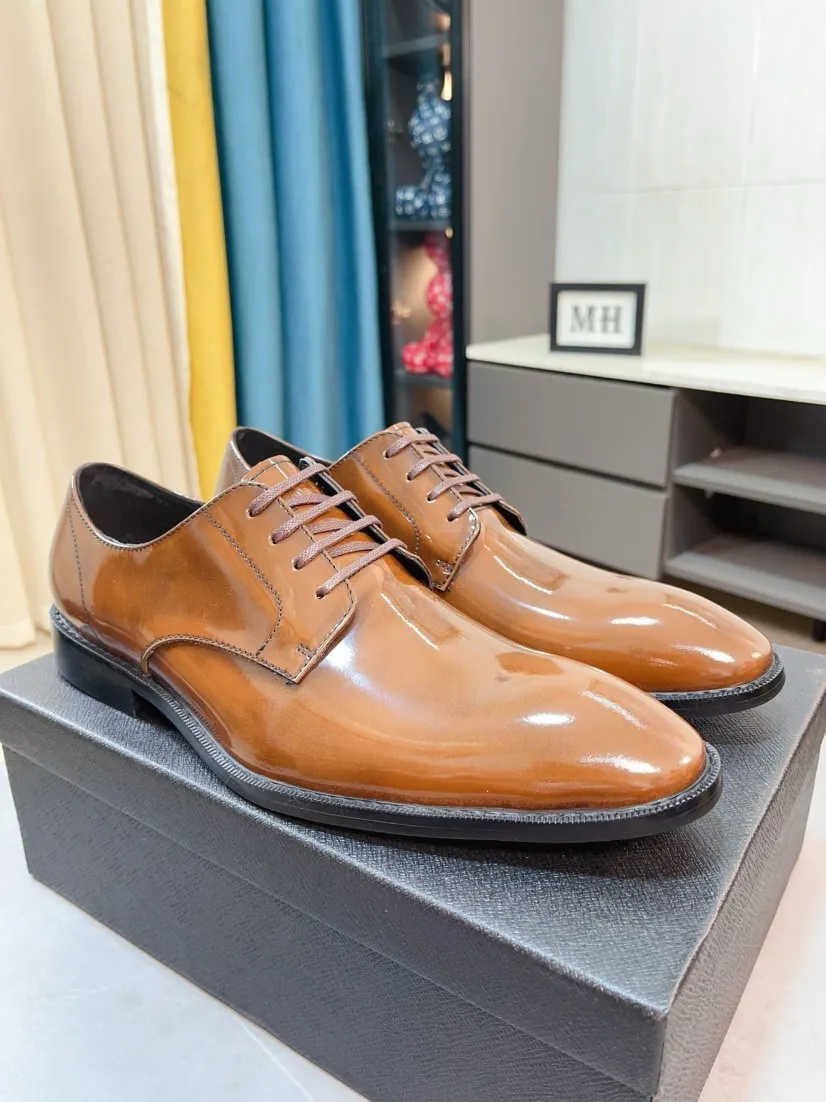 Men's shoes 💰560🌹🌹[Prada leather shoes] Top purchasing agency Original imported Italian custom-made cowhide leather surface, ➕Fully imported water-dyed breathable cowhide lining, original factory special molded sole, super comfortable, size: 38-44